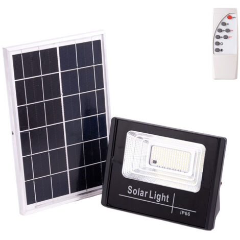 Solar-LED-Flutlicht, 30 W, 4000 K, Panel: 6 V/6 W, Batterie: 3,2 V/3000 mAh, Fernbedienung [HO-SOLARFL-30W-01-W]