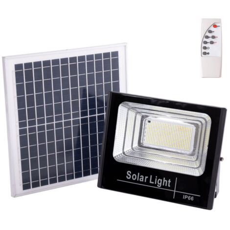Solar-LED-Projektor 150 W 4000 K Panel: 6 V/15 W Batterie: 3,2 V/10000 mAh Fernbedienung [HO-SOLARFL-150W-01-W]
