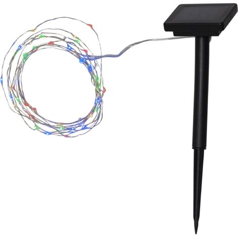 Solar-Lichterkette ,Dew Drop', separates Solarmodul, 50 Tautropfen LEDs, buntes und weißes Licht, L 500cm