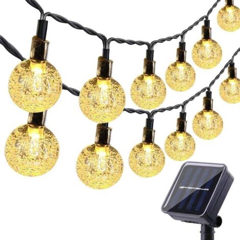 Solar-Lichterkette für den Außenbereich, 10 m, 50 LEDs, wasserdicht, 8 Modi, Solar-Terrassenbeleuchtung für Garten, Terrasse, Pergola, Hof, warmweiß