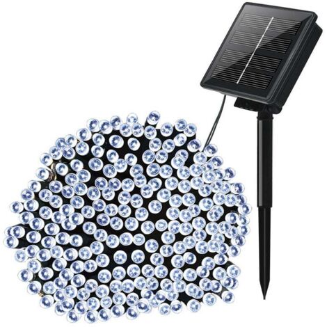 Solar-Lichterkette für den Außenbereich, 22 m, 200 LEDs, Solar-Weihnachtslichter, wasserdicht, 8 dekorative Modi für Garten, Terrasse, Bäume, Zaun, Zuhause, Party, Hochzeit (kaltweiß)