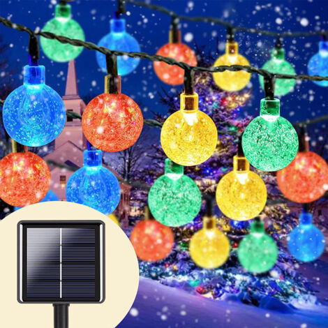 Solar-Lichterkette für den Außenbereich, 7 Meter, 50 Lichter, Kristallkugel-Licht, Garten, Hof, Veranda, Hochzeitsfeier-Dekoration, wasserdichtes Solar-Hoflicht (mehrfarbig)