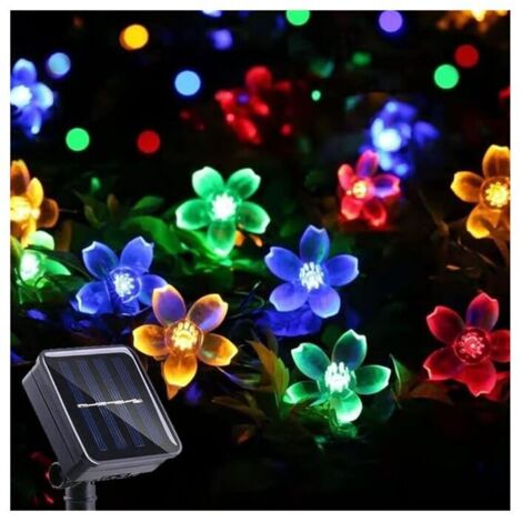 Solar-Lichterkette, Kirschblüten-Fee, 50 LEDs, 8 Modi, wasserdicht, für den Außenbereich, Garten, Weihnachten, Terrasse, Innendekoration, mehrfarbig  FLITI