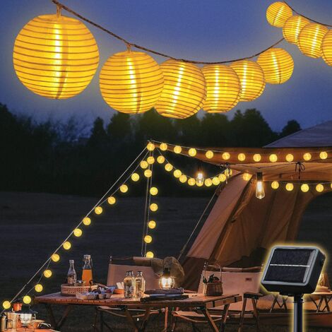 SALCAR Solar Lichterkette Lampion Außen Camping Solar Lampions Außen Wetterfest, 8 Modi Solar Lichterkette Laternen für Garten Balkon Hof Fest Deko, 15m 50 LED