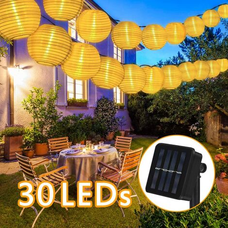 Solar Lichterkette Lampions Außen 6 Meter 30 LED Laternen 2 Modi IP65 Wasserdicht Solar Beleuchtung Aussen für Garten, Hof, Hochzeit, Fest Deko (Warmweiß)