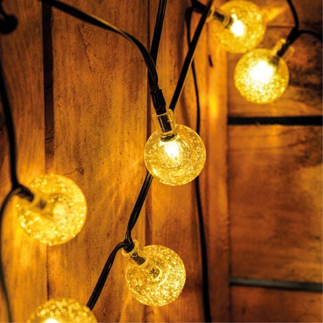 Solar Lichterkette mit 30 LED Leuchtkugeln warmweiß Party Weihnachtsdeko esotec