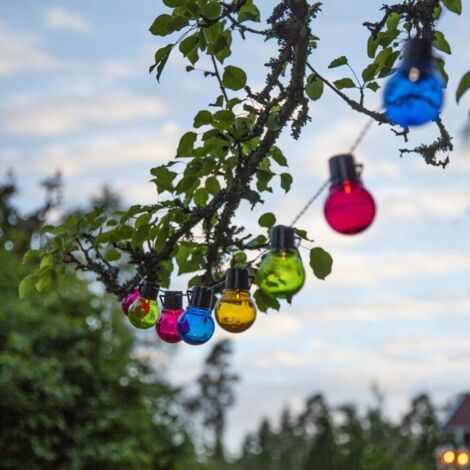Solar-Lichterkette ,Partaj Multi', bunte Partybeleuchtung, Dämmerungssensor, 10 LED Glühbirnen, L 180cm