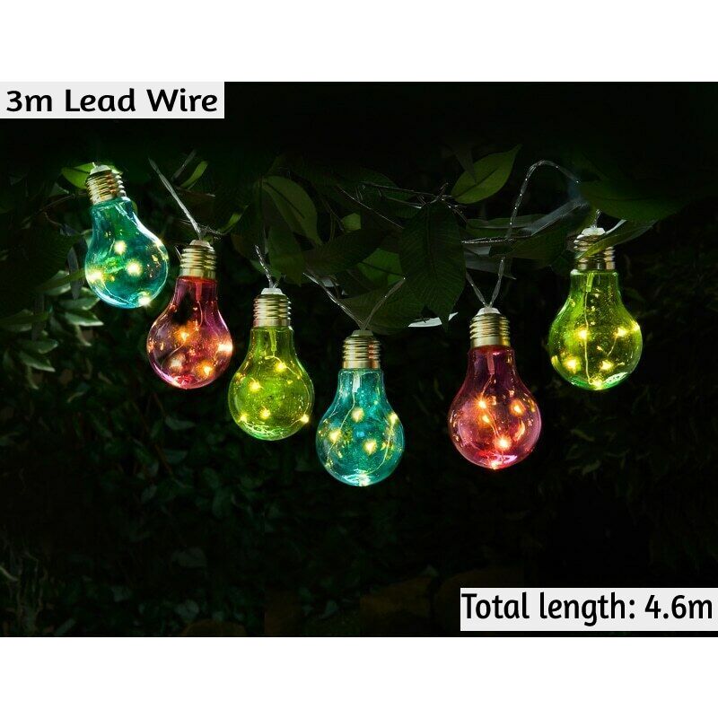 Solar Light Bulb String Lights 10pk-Multi Colour
