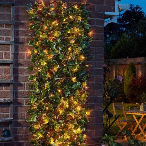 GARDEN MILE Smart Garden 60cm x 180cm Expanding Solar Pre Lit Ivy Leaf Trellis Bin Screen