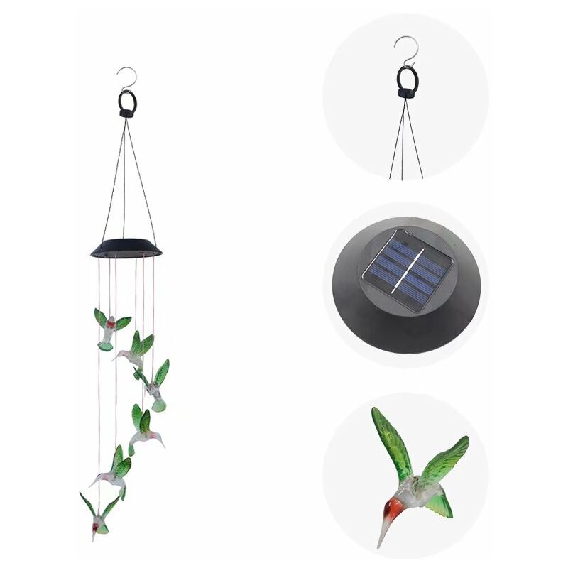Solar Light Wind Glockenspiel Light Wind Turn Light Kolibri Geschenk Solar Light Farbwechsel LED Garden Hanging Light