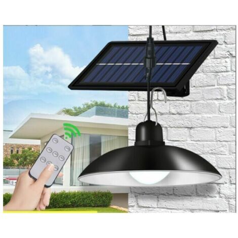 Solar Lights for Shed, Solar Pendant Lights, Outdoor Solar Chandelier with Remote Control, Waterproof Hanging Lamp for Yard, Garden, Patio, Chicken Coop (Warm Light)