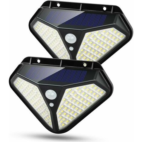 Solar Lights Outdoor, 3 Optional Modes 102 LED Solar Powered Security Lights with Waterproof Wireless Solar Security Lights Motion Sensor for Outdoor Gate, Yard, Steps, Patio, Fence, Driveway(2-Pack)