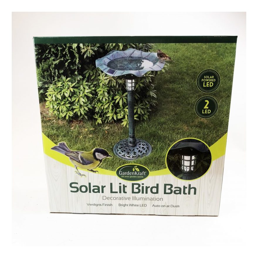 Solar Lit Bird Bath