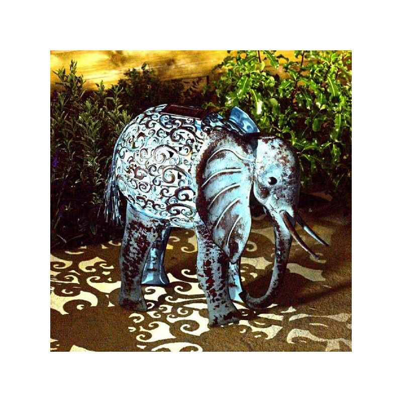 Image of Solar Elephant Silhouette Light Garden Light Figure Ornament Colour - Smart Garden