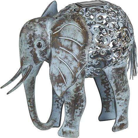 Solar Metal Silhouette Elephant Garden Ornament