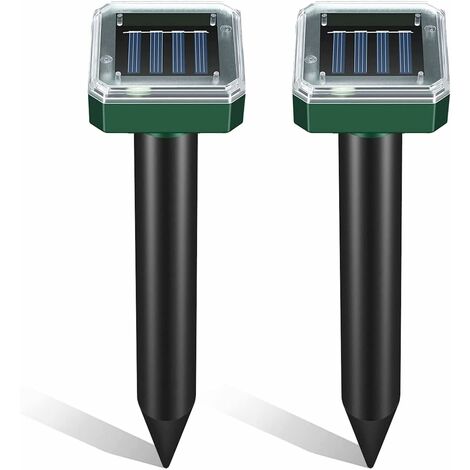 Solar Mole Repellent 2 PCS, Solar Mole Repeller Ultrasonic Pest Deterrent, IP65 Waterproof Animal Repellent, Rodent Repellent Pest Control Gopher, Vole & Snake for Outdoor Lawn Garden Yards