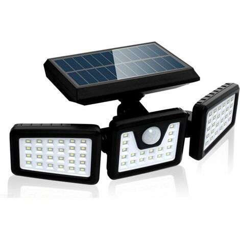 Solar Motion Sensor Security Light, Powerful 3 Head Outdoor Wall Spotlight, 550 Lumen