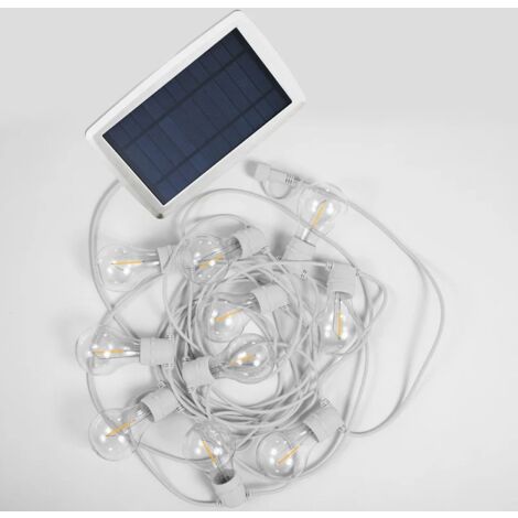 Solar Outdoor 10x E27 LED 2700 K warmweiß IP44 5m lang Außenlichterkette Garten Balkon
