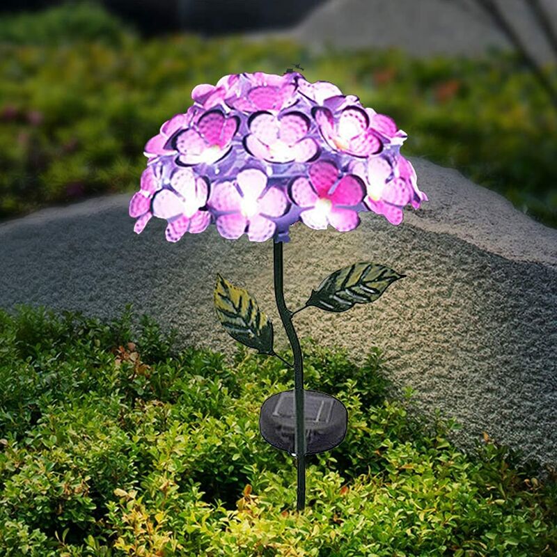Solar outdoor garden lights - LED - Hydrangea - Flowers - Lawn - Outdoor decoration - With IP65 waterproof - For garden, yard, balcony, driveway, red