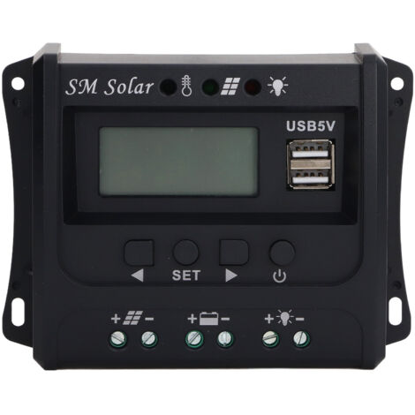Solar Panel Controller 3 Stage PWM Charging Intelligent Microcontroller ABS Aluminum Plate 12V 24V Solar Charge Controller SEC10(10A)