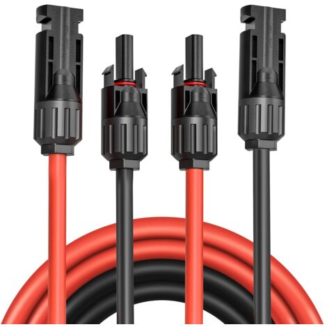 Solar panel extension cable with plug/socket for photovoltaics, for solar modules and systems, 1 pair (AWG12/4 mm², 5 m)