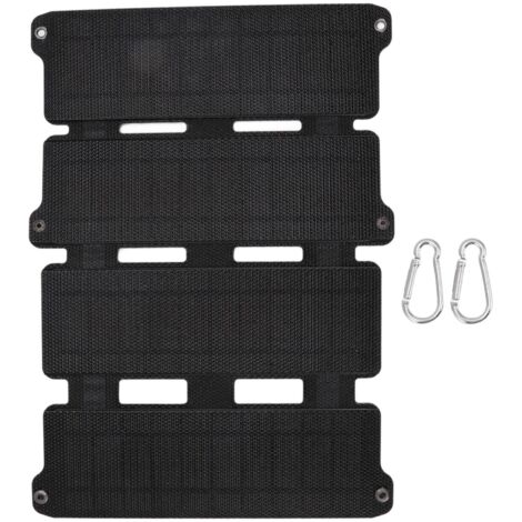 Solar Panel Folding Monocrystalline Silicon 2 USB Output Flexible ETFE Solar Panel 14W 5V Black