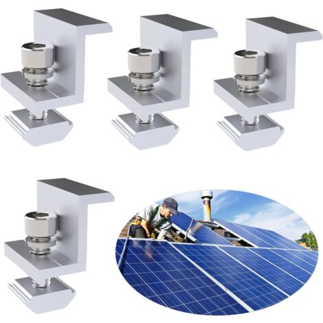 CHOYCLIT Solar Panel Mounting Bracket Kit, 4pcs Aluminum Alloy Solar Panel Mounting Bracket Roof Mounts, Solar Panel Edge Clamp Brackets (30mm)