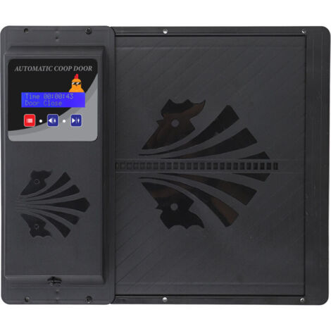 Solar Powered Automatic Chicken Coop Door Opener with Pinch Protection, LED Display and Timer, Black