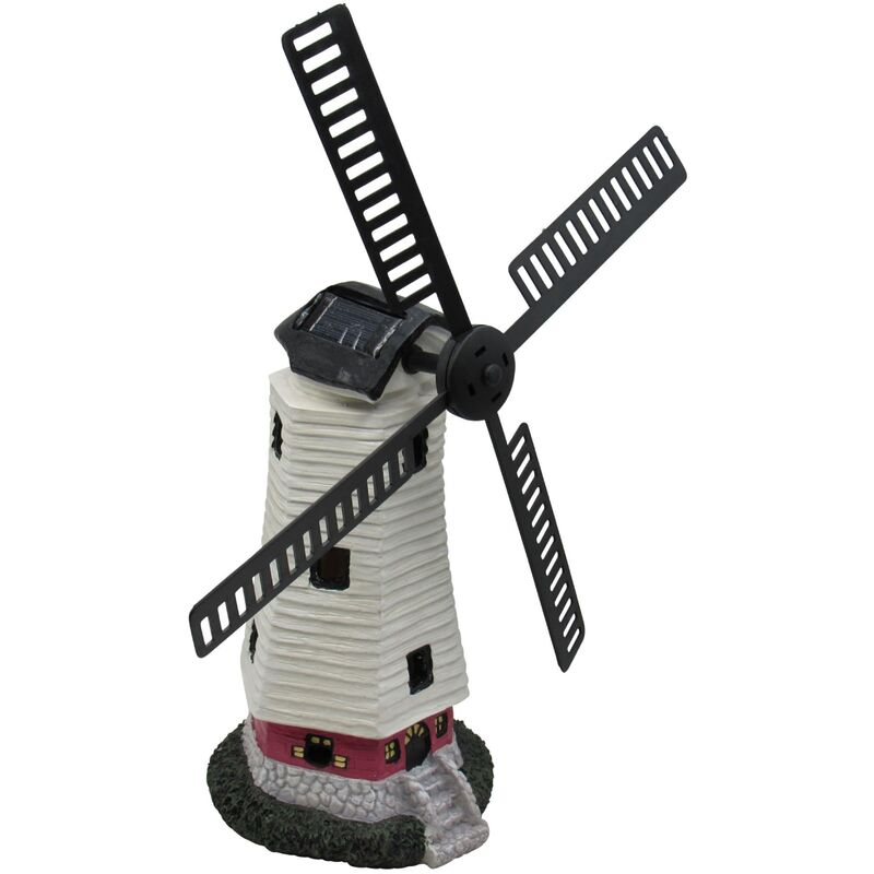 Solar Powered Light Up Windmill &x28Rechargeable Garden Ornament Figurine&x29