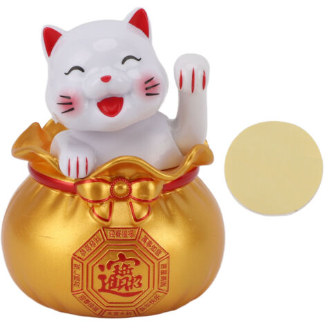 Solar Powered Lucky Cat Lucky Wealth Welcoming Cat Car Decor Desktop Cash Register Opening Decoration Small Eye Gold