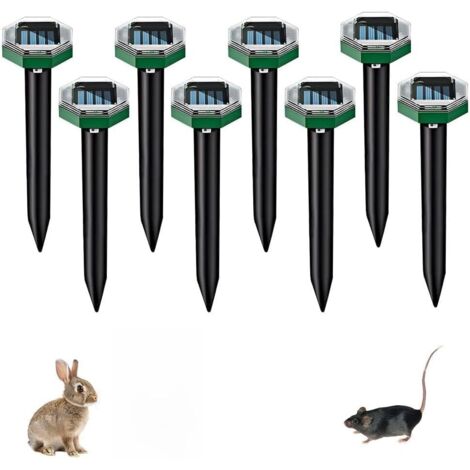 Solar-Powered Mole Repellent with Vibration and Ultrasonic Sounds, 8 Pieces (Octagon)
