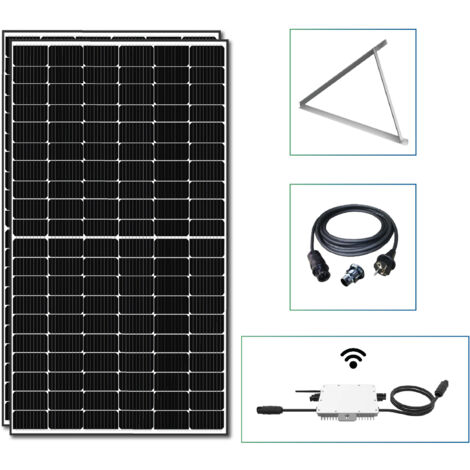 Solar-PV 820 Balkonkraftwerk Komplettset Photovoltaik Aufständerung Süd mit 15M Schukostecker