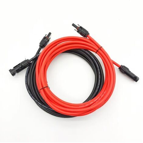 Solar-PV-Verlängerungskabel mit rotem MC4-Stecker + schwarzem Adernpaar, 14 AWG, 2 m