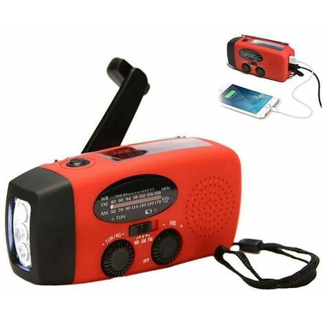 Solar radio/Rechargeable torches with crank dynamo LED flashlight emergency power bank USB cell phone charger  FM/AM emergency site radio for hiking camping outdoor