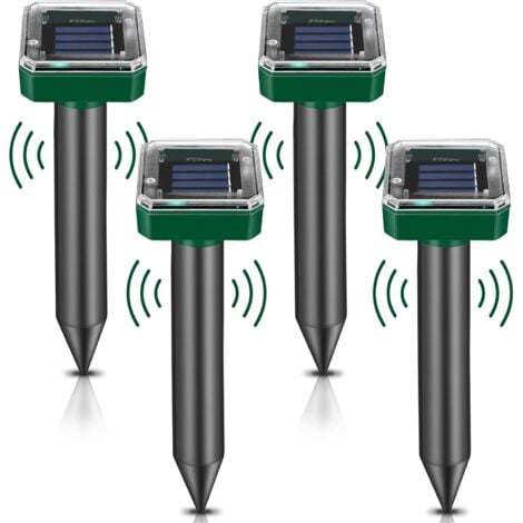 OUSUDELA Solar Répulsif anti-taupes pour animaux à ultrasons pour lutter contre la taupe et la lutte contre la taupe et la lutte contre les nuisibles avec IP56 pour le jardin Lot de 4