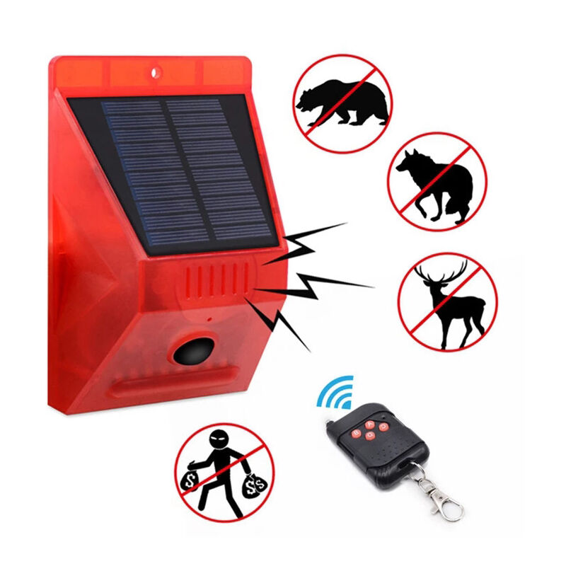 Solar Security Alarm, Solar Strobe Lights with Motion Detector Emergency Security Alarm