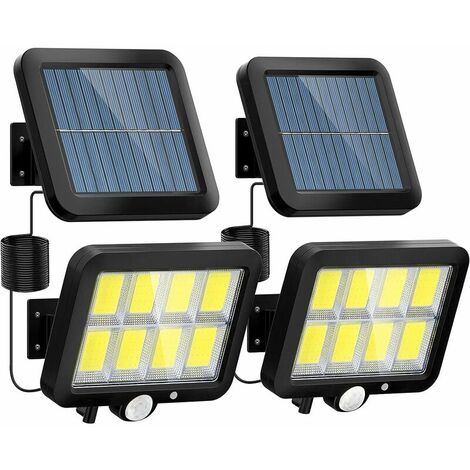 Solar Security Lights, 160 LED Ultra Bright Waterproof Solar Motion Sensor Lights, 3 Lighting Mode Solar Powered Lights Outdoor with 5m/16.4 ft Cord for Outside Garden Shed Door Wall Yard (2 Pack) [En