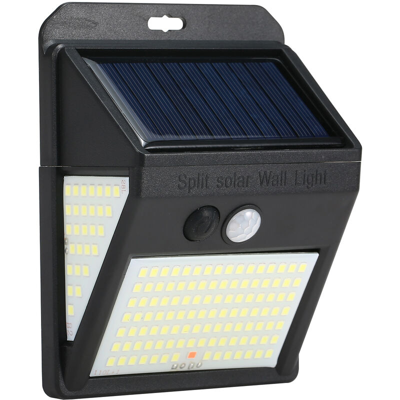 

Solar Seperated movimiento de la lampara del sensor de deteccion con Indicador de carga 1 sensorizacion modos, Negro, 166LED