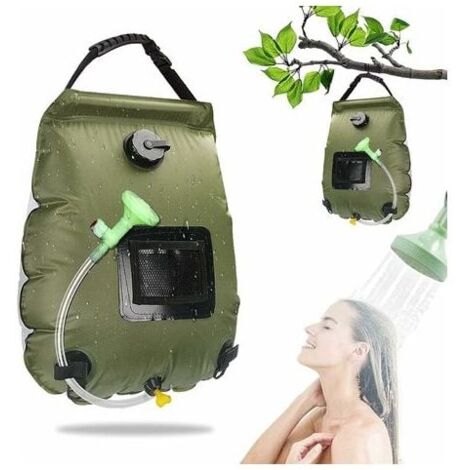 Solar Shower Bag Camping, 20L Portable Solar Shower Bag, Foldable Outdoor Shower Bag with Detachable Shower Head, 45°C Solar Water Heater Shower for Hiking, Climbing and Travel MUMU