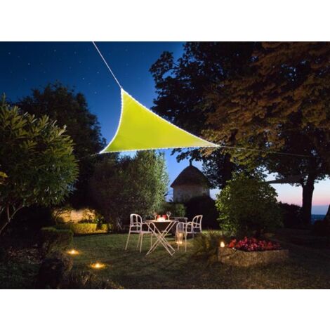 Solar Sonnensegel 107 LEDs Dreieck Limonengrün 3,6m, Terrassensegel für Balkon