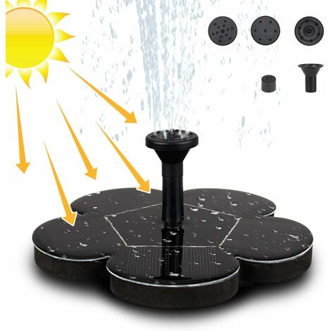 Solar Springbrunnen, Solar Teichpumpe Outdoor Wasserpumpe Garten Solarpumpe mit 1.4W Monokristalline Solar Panel Brunnen für Gartenteich, Vogel-Bad, Fisch-Behälter, Kleiner Teich