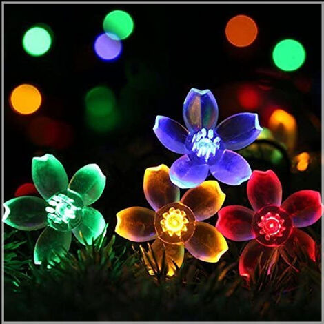 / 50LED Solarbetrieben Kirschblüten Lichterkette Garten Fairy Dekorativ Lampe