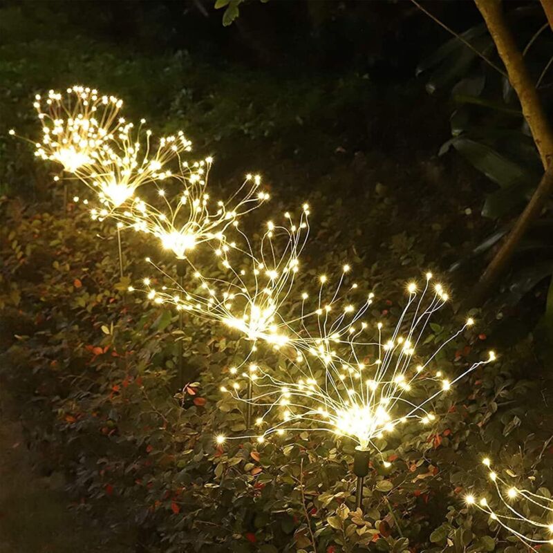 Solar Starburst Lights, 105 led Powered 35 Copper Wires String Landscape Light-DIY Flowers Fireworks Decoration for Outdoor Garden Home Walkway Patio