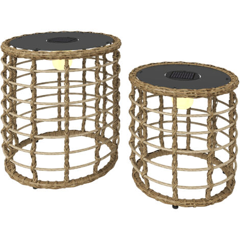Solar Stehlampe 2er Set Rattan Solarlampen mit Lichtsensor LED Solarleuchte im Boho-Stil IP44