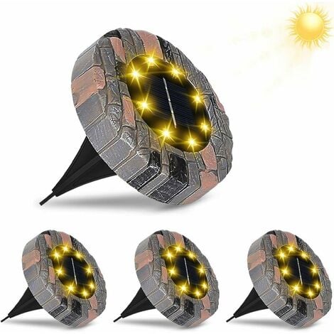 Solar Street Light, 8 LED Solar Lights for Outdoor IP65 Waterproof, LED Garden Light 6000K Warm White Solar Garden Light for Lawn Driveway Sidewalk Patio Garden Solar Lights (4 Pieces) [Energy Class A