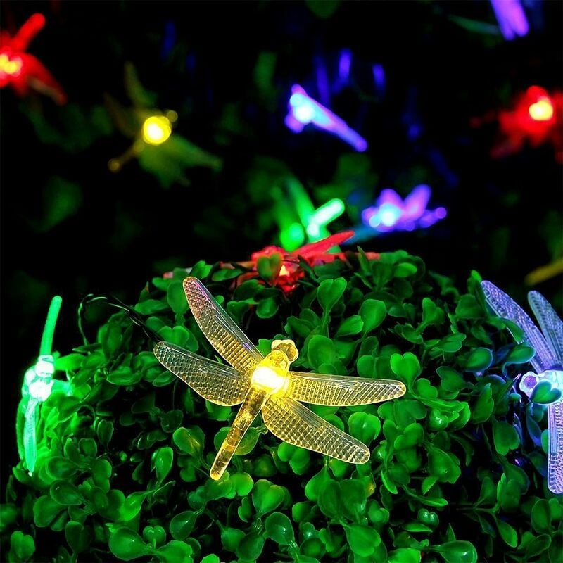 Tinor - Solar String Lights 50 led Dragonfly Fairy Lights Outdoor Multicolor Flash Dragonfly Solar Lamp Decoration with 8 Light Modes Waterproof