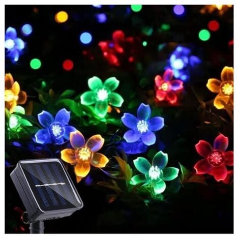 Solar String Lights, Cherry Blossom Fairy Lights, 50 LEDs, 8 Modes, Waterproof, for Outdoor Garden, Christmas, Patio, Indoor Decoration, Multicolor MUMU