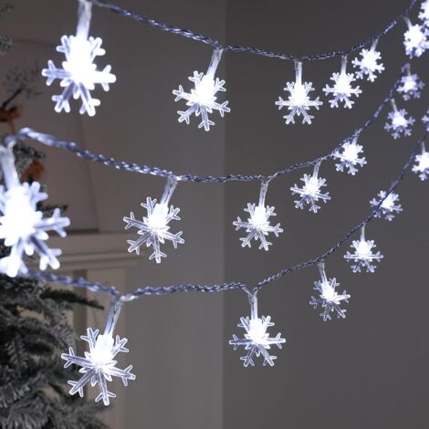 Solar String Lights Outdoor, 30 LED, 6.5m, Waterproof Snowflake Light Decoration, Christmas Decoration for Bedroom, Garden, Patio (White)