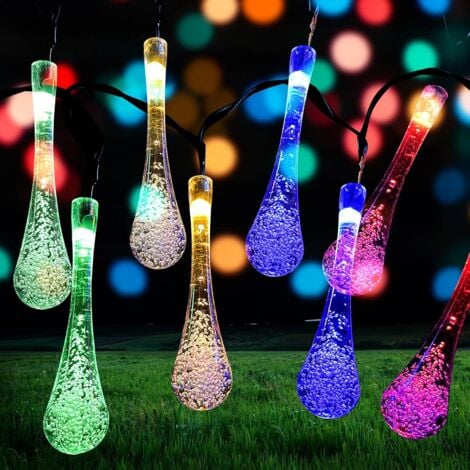 Solar String Lights Outdoor, 7m 50 LED Water Drop Solar String Lights, 8 Modes Waterproof Outdoor Solar String Lights for Garden Party Christmas
