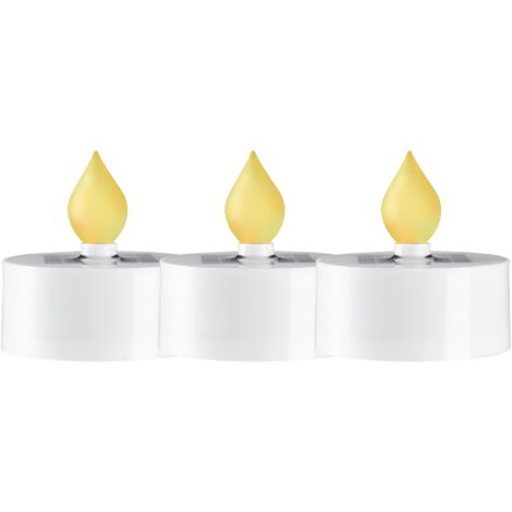 Solar Teelichter ,Saul', outdoor, 3er-Pack, Dämmerungssensor, flackernd, Ø 5,5cm